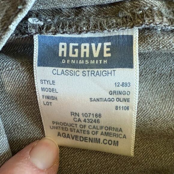 AGAVE Men Gringo Classic Straight USA Stretch Cotton Denim Jean 36x32 Olive - Picture 9 of 13
